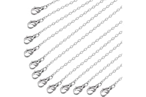 ALEXCRAFT Wholesale 12 PCS Genuine Stainless Steel Fine Cable Chain Necklace Chains Bulk for Jewelry Making 18-30 Inches (30 Inch(2MM))