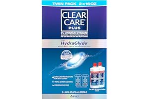 Clear Care Plus with Hydraglyde Cleaning & Disinfecting Solution Twin Pack with 2 Lens Cases Included 16 oz