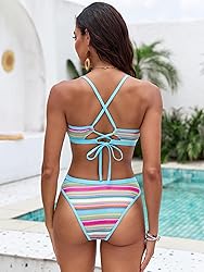 ZAFUL Women's Colorblock Stripes Triangle Bikini