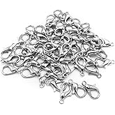 200 Pcs Lobster Clasps Curved (12x6mm) Stainless Steel Lobster Claw Clasps for Bracelet Necklace Jewelry Making Findings Fastener Hook(White k)