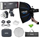 GODOX AD200 Pro II AD200ProII 200W TTL Flash+24"/60cm Softbox Kit+S Bracket | Improved Heat Dissipation, 2.4G Wireless, 500 Full Power Flashes, 1/1 to 1/512 Output, 0.01~1.8s Recycle Time, Dual Heads