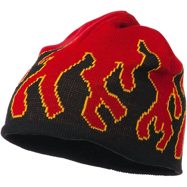 帽子 endlessmade CARNAGE BEANIE(BLACK/RED) Mega Cap Flame Beanie Black Red at Amazon Men's Clothing