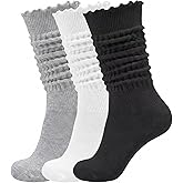 Sintege Slouch Ruffle Sock, Frilly Knit Scrunch Sock | 3 Pairs Soft Warm Legging Socks with Ruffle Edge, Cozy Stretch Knit Socks for Fall Winter Boots, Casual Outfits