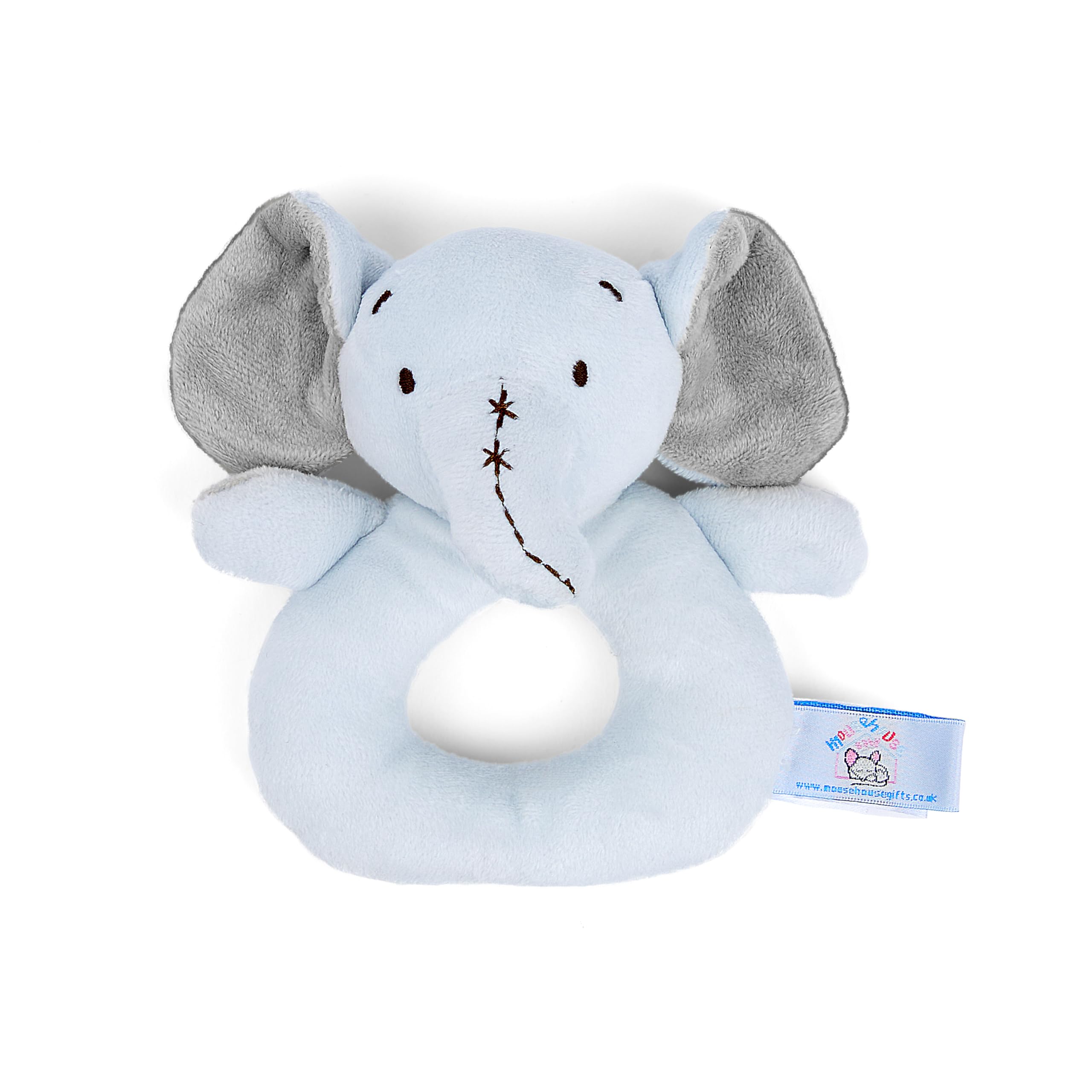 Mousehouse Gifts - Elephant Baby Rattle Ring for Lasting Memories, Soft Plush Toy for Newborn Boys