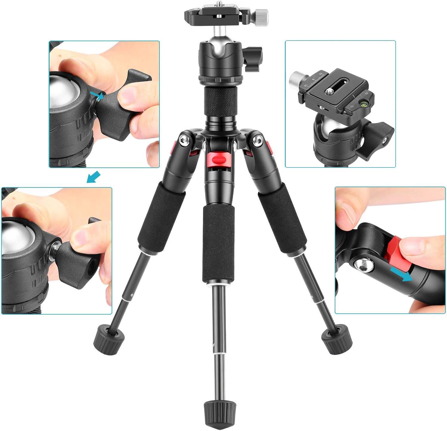 Neewer Portable Desktop Mini Tripod - Aluminum Alloy 20 inches/ 50 centimeters with 360 Degree Ball Head, 1/4 inch Quick Shoe Plate for DSLR Camera Video Camcorder, Load up to 11 pounds/5 kilograms : Camera & Photo