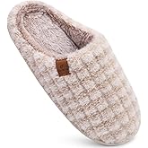 COFACE Womens Cozy Memory Foam Scuff Slippers Ladies Fuzzy Warm Slip On House Shoes With Arch Support, Indoor Outdoor Rubber Sole