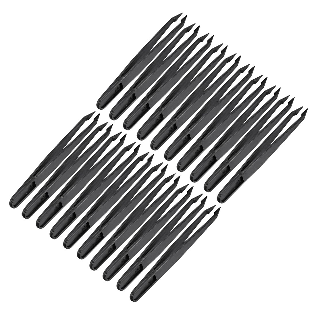 Sourcingmap Plastic Anti-Static Tweezers, Precision Slant Point Tip for Craft DIY Beauty Electronics Repair Tool Black 20 Pcs