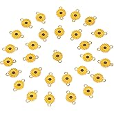 Honbay 30PCS Enamel Sunflower Charm Connectors Double Loops Flower Charms Pendant for Earring Necklace Bracelet Keychain Jewelry Craft Making