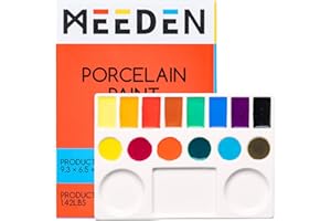 MEEDEN Ceramic Watercolor Palette,17-Well White Porcelain Mixing Tray Artist Painting Palette, Rectangle Painting Tray Palettes for Watercolor Gouache Acrylic Painting 9" x 6.5"