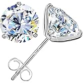 Leejory Moissanite Earrings for Men Women, 0.6ct-4ct D Color VVS1 Clarity Round Cut Moissanite Stud Earrings White Gold 925 Sterling Silver Stud Earring Gifts Birthday Anniversary Valentine's Day
