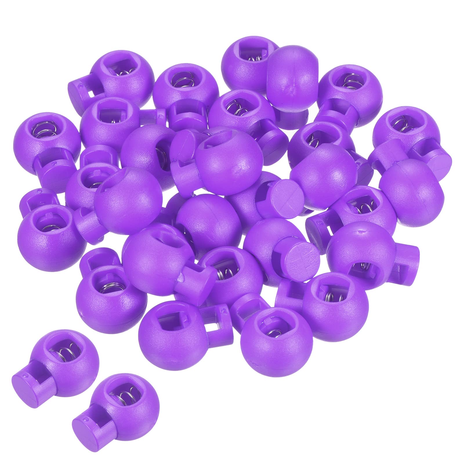 PATIKIL Cord Locks, 30 Pack Ball Spring Toggle Stopper for Drawstring Bag Shoelaces, Purple