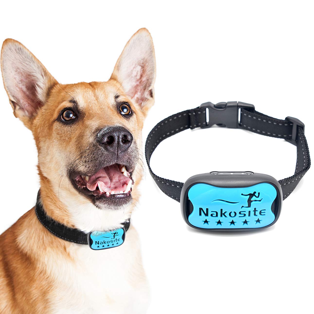Nakosite DOG2433 Absolutely Brilliant Best Anti Bark Dog Collar, Stop Dogs Barking control device, Aid collars that uses sound and vibration for small medium and large dogs. NO SHOCK Blue cover plate