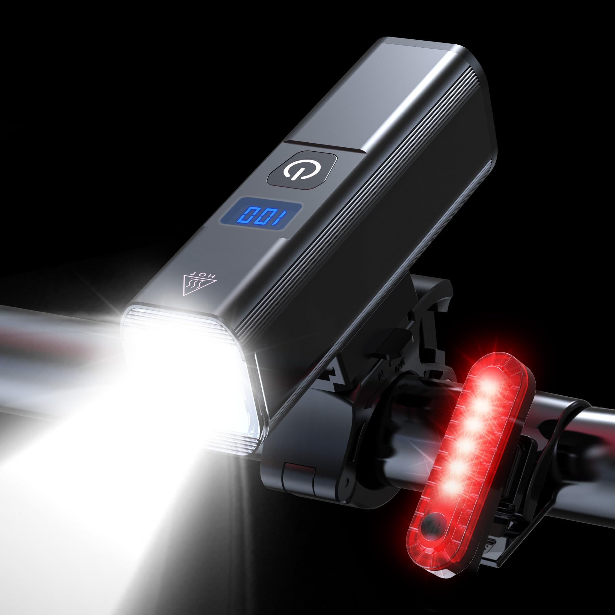 Photo 1 of 2025 New Bike Lights for Night Riding, Aluminum 1200 Lumens Rechargeable 6000mAh Super Bright Bicycle Headlight and Back Taillight, Waterproof LED Display 6+4 Modes Bicycle Lights Sets