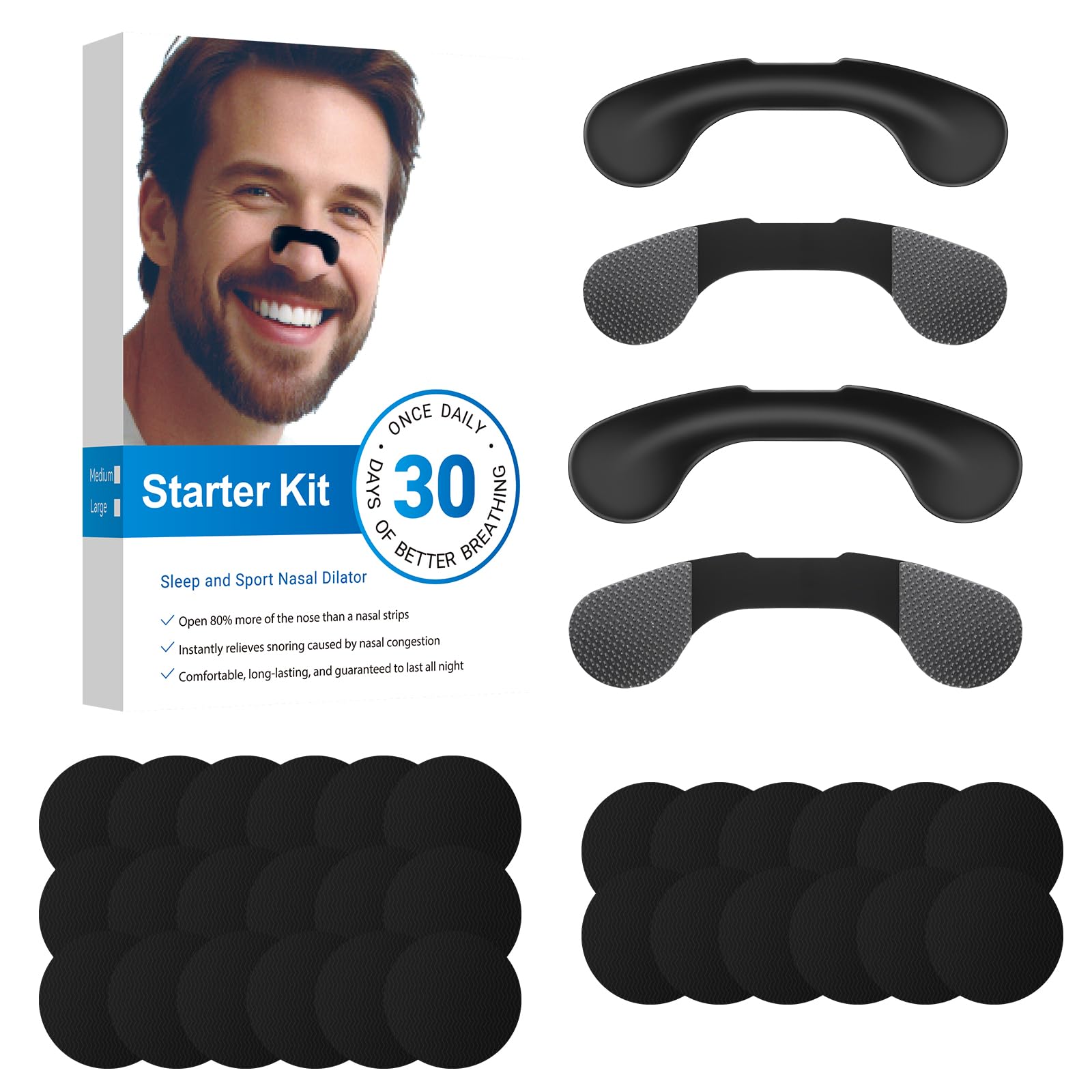 Photo 1 of Nasal Strips for Snoring,Extra Strength Snoring Solution Nose Strips for Breathing,Sports, Sleep,Dark Black,30PCS