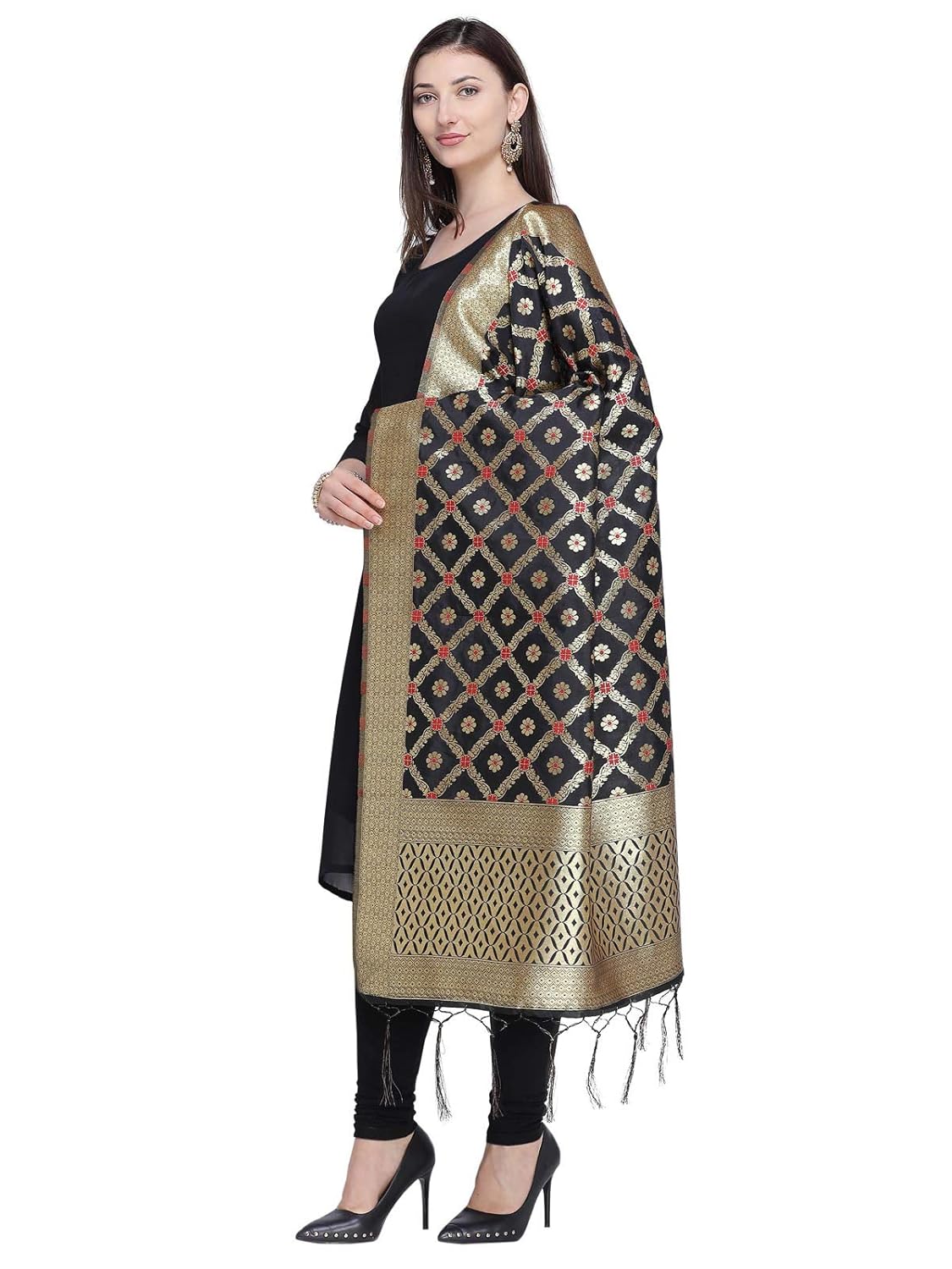 kanchnar silk dupatta with banrasi work
