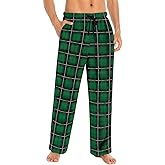 Mens Fuzzy Plaid Pajama Pants - Brushed Flannel Sleepwear with Drawstring & Pockets， Plaid & Print Pj Pants