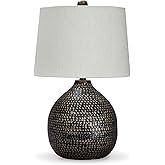 Signature Design by Ashley Maire Contemporary 25" Metal Table Lamp, Black & Gold Finish