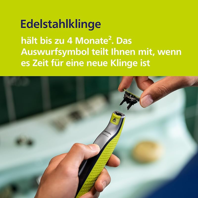 OneBlade 360 Face & Body - elektrischer Rasierer, Trimmer & Bodygroomer, 3x 360 Klingen, 4x Trimmaufsätze (1/2/3/5 mm), 2x Körperaufsätze, Nass- & Trockenrasur für Gesicht & Körper (QP2834/31)