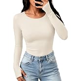 Long Sleeve Shirts for Women Thumb Hole Fitted Tops Thermal Layering Tees | Round Neck Thermal Undershirts, Slim Fit Underwear Tops, Casual Fall Outfits, Trendy Y2K T-Shirts, Work &amp; Going Out Tops