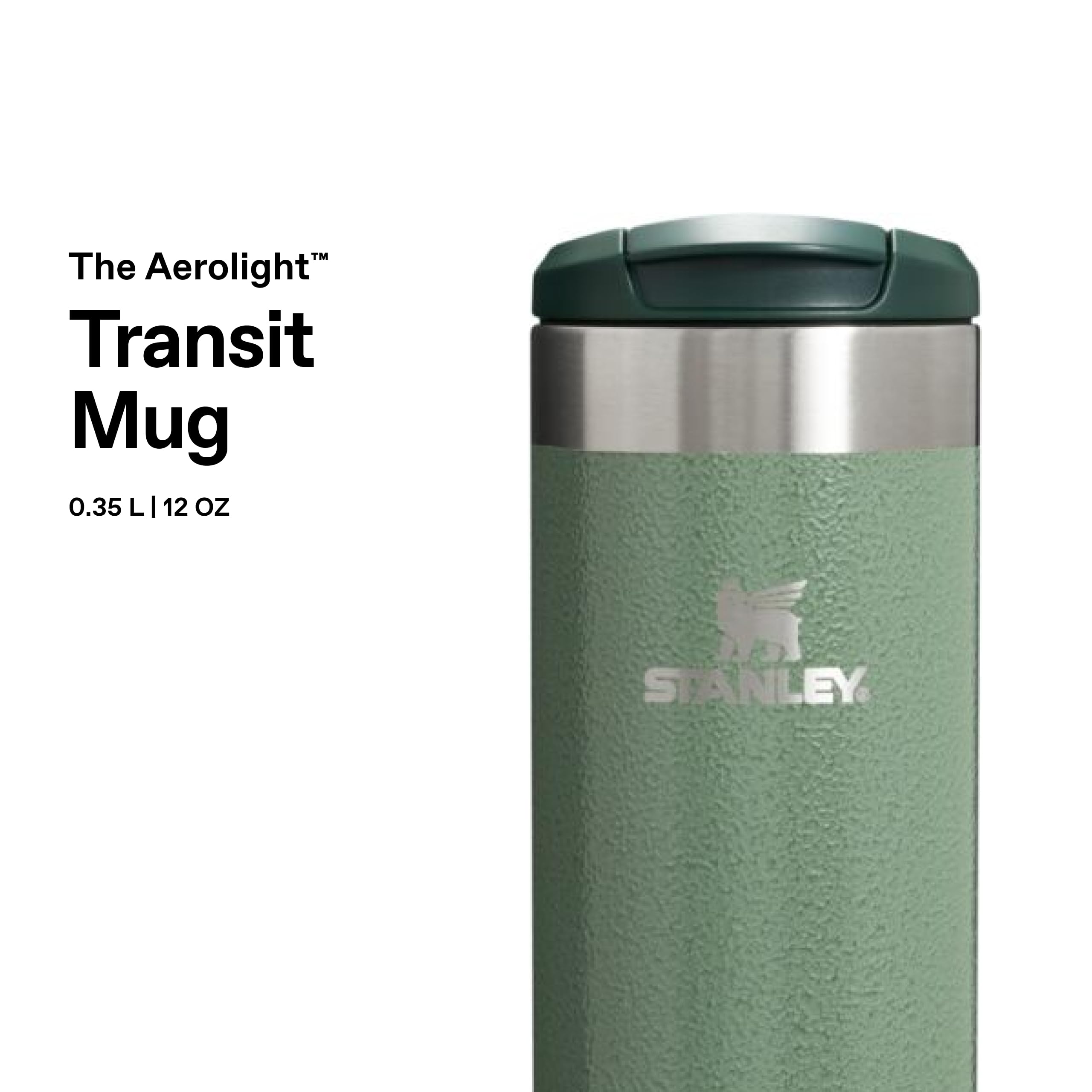 STANLEY 1913 Aerolight Transit Thermobecher 0.35L - Hält 4 Stunden Heiß - Spülmaschinenfest - Kaffeebecher To Go Auslaufsicher - Kompatibel Mit Gängigen Pkw-Getränkehalterungen - Green 3