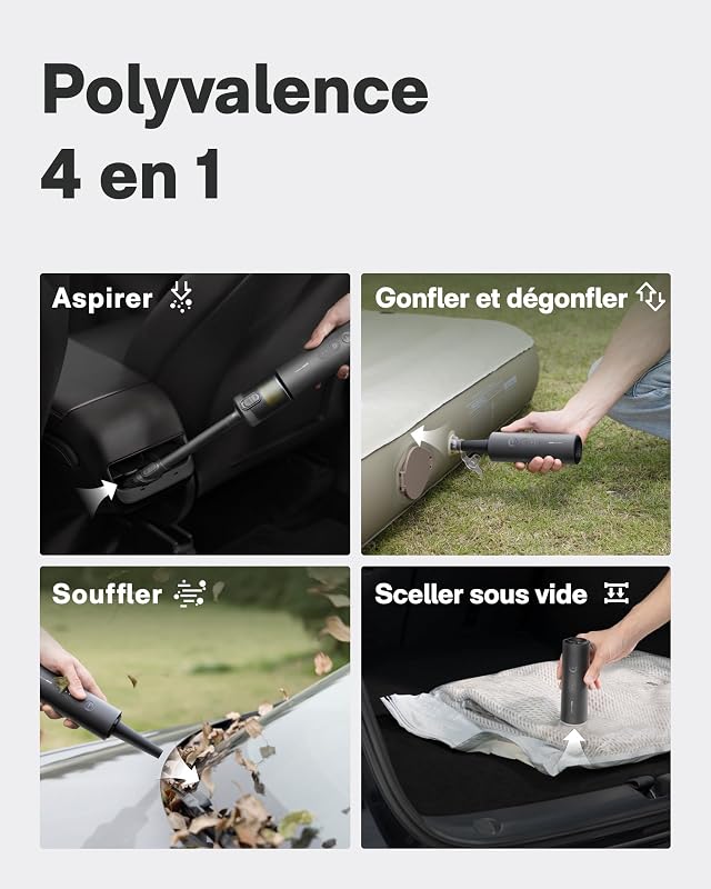 Aspirateur Voiture Puissant sans Fil, Aspirateur à Main 4 en 1