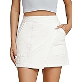 luvamia Jean Skirts for Women Denim Mini Trendy High Waisted Stretchy Asymmetrical Faux Wrap Short Skirt with Pockets