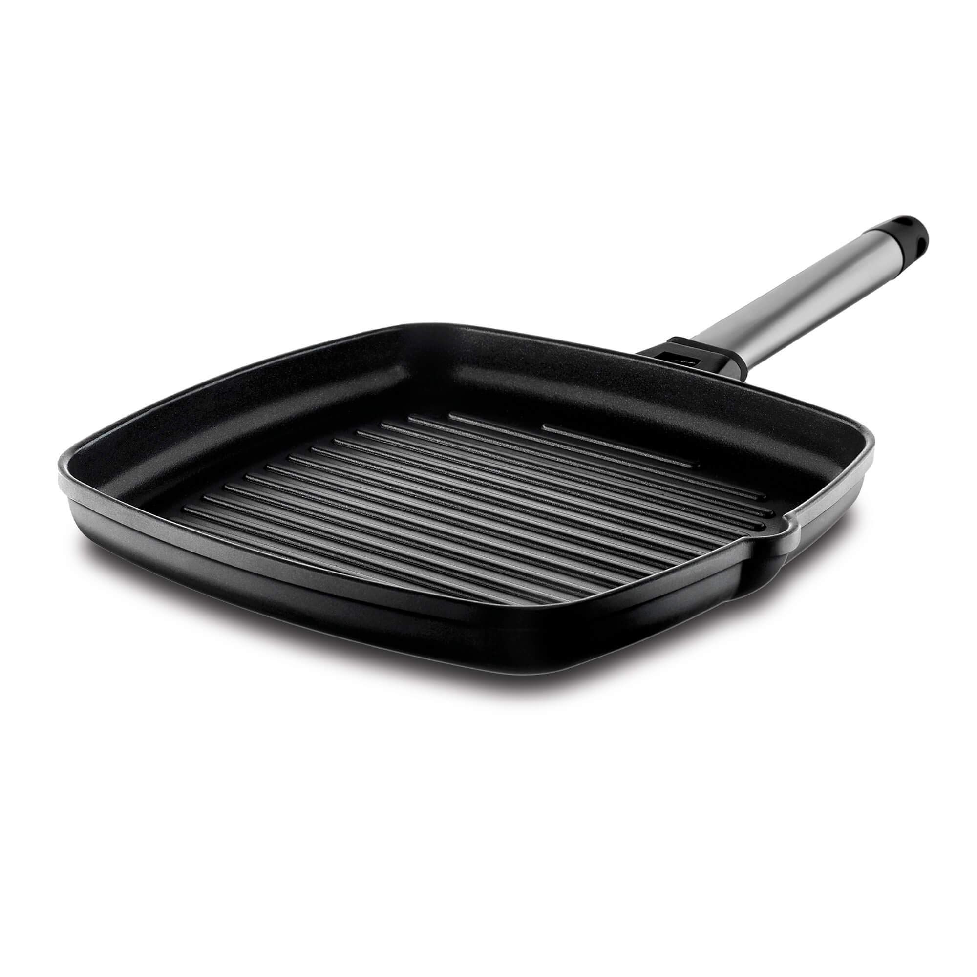 Castey Grill Frying Pan with Removable Steel Handle, 22 x 22 cm