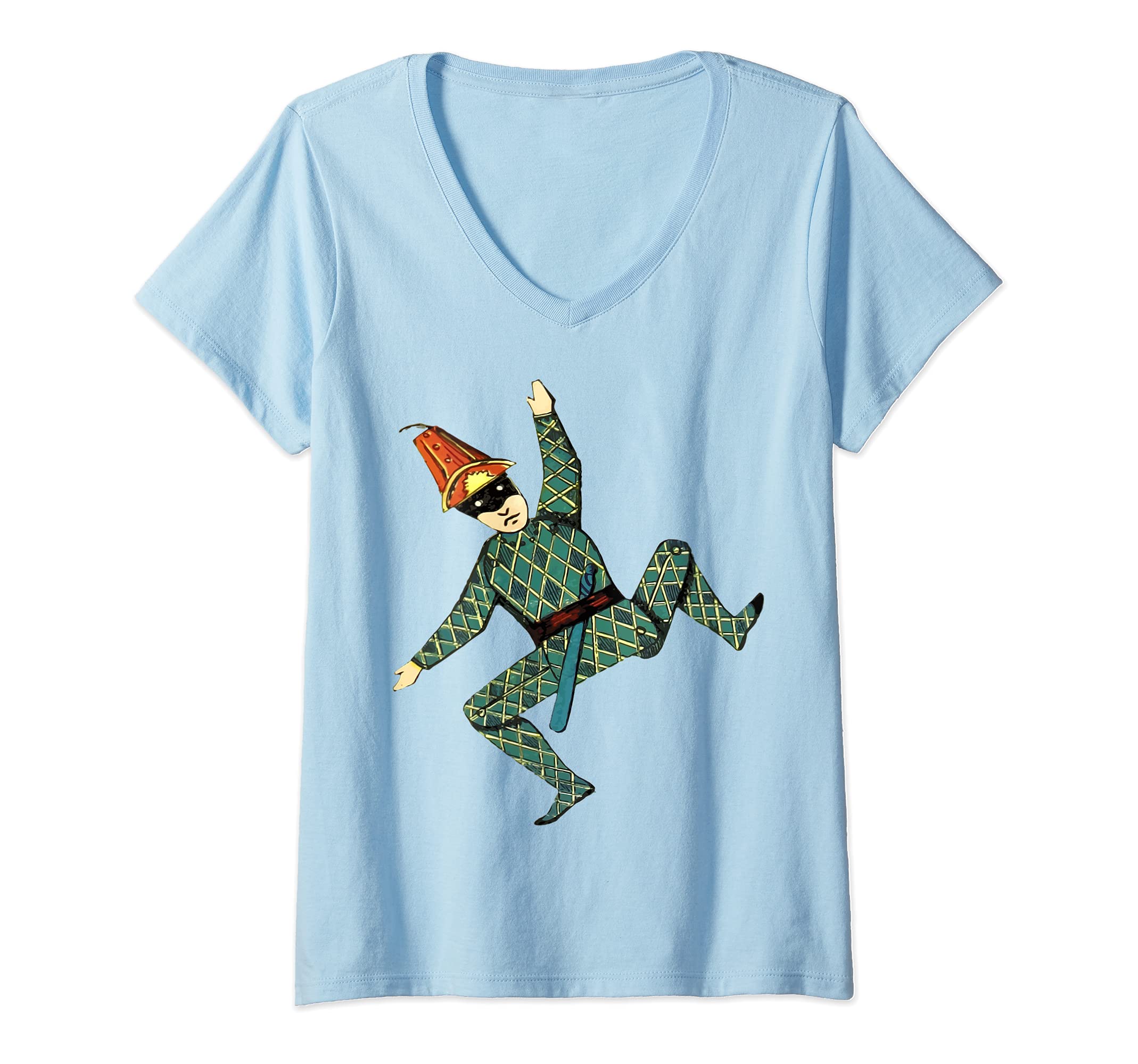 Womens Joker Puppet V-Neck T-Shirt