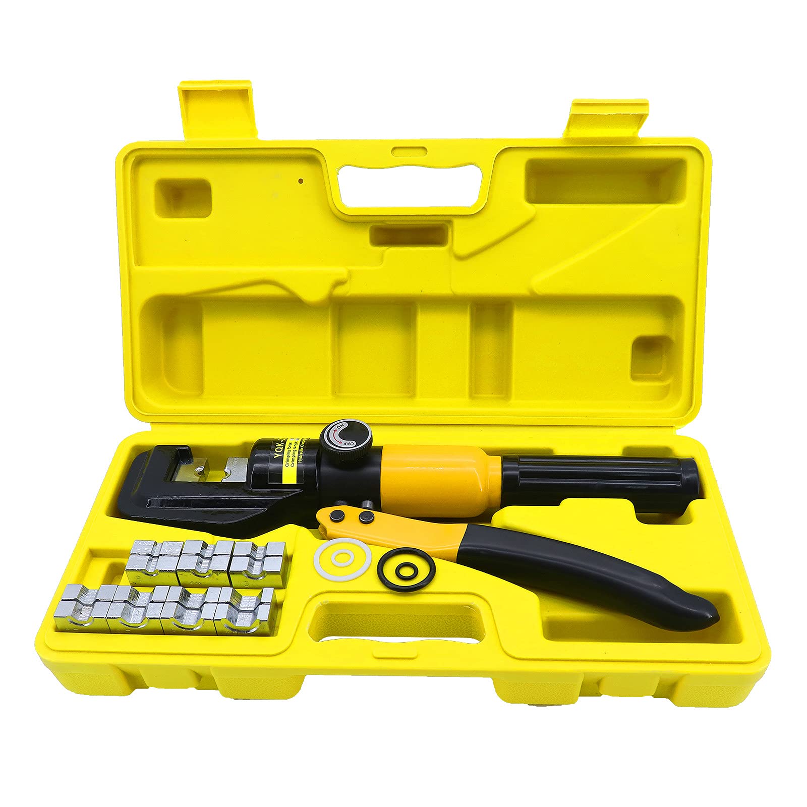 Yuhtech 10 Tons Hydraulic Crimping Tool, 8 Dies Manual Electric Cable Wire Lug Terminal Crimper Tool Die Set 4-70mm²