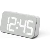 mooas Cosy Fabric LED Desk Clock, Digital Alarm Clock (Light Grey) | USB Charging Port, 12/24H Mode, Temperature Display, Alarm &amp; Snooze, Cozy Atmosphere, Non-Slip Silicone pad for Stability