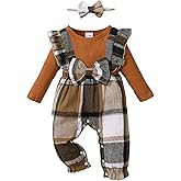 Newborn Infant Baby Girl Clothes Fall Winter Plaid Long Sleeve Jumpsuit One Piece Romper Bodysuit Baby Overalls Outfits