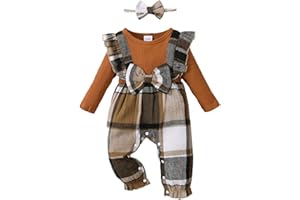 SAEABY Newborn Infant Baby Girl Clothes Fall Winter Plaid Long Sleeve Jumpsuit One Piece Romper Bodysuit Baby Overalls Outfits