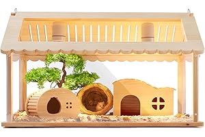 LURIVA 24-inch Transparent Hamster Cage, Small Animal Cage, Guinea Pig Cage, Rat Cage, Hamster Habitats Enclosure, Pet House, Wood Frame Acrylic Panels