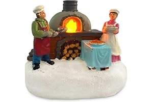 innodept12 Christmas Village Accessories Figurines Scene with LED Light, Battery Operated(3V) not Included (Outdoor Oven)
