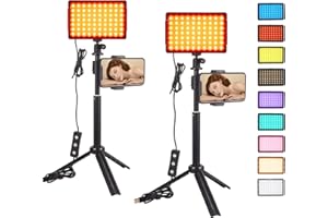 SWDPORT 2-Pack Studio LED Video Light Streaming Lights Computer Light Camera Webcam Photo Lighting with Tripod Stand 9 Color Filters for Video Recording Filming Photography Video Conferencing Zoom