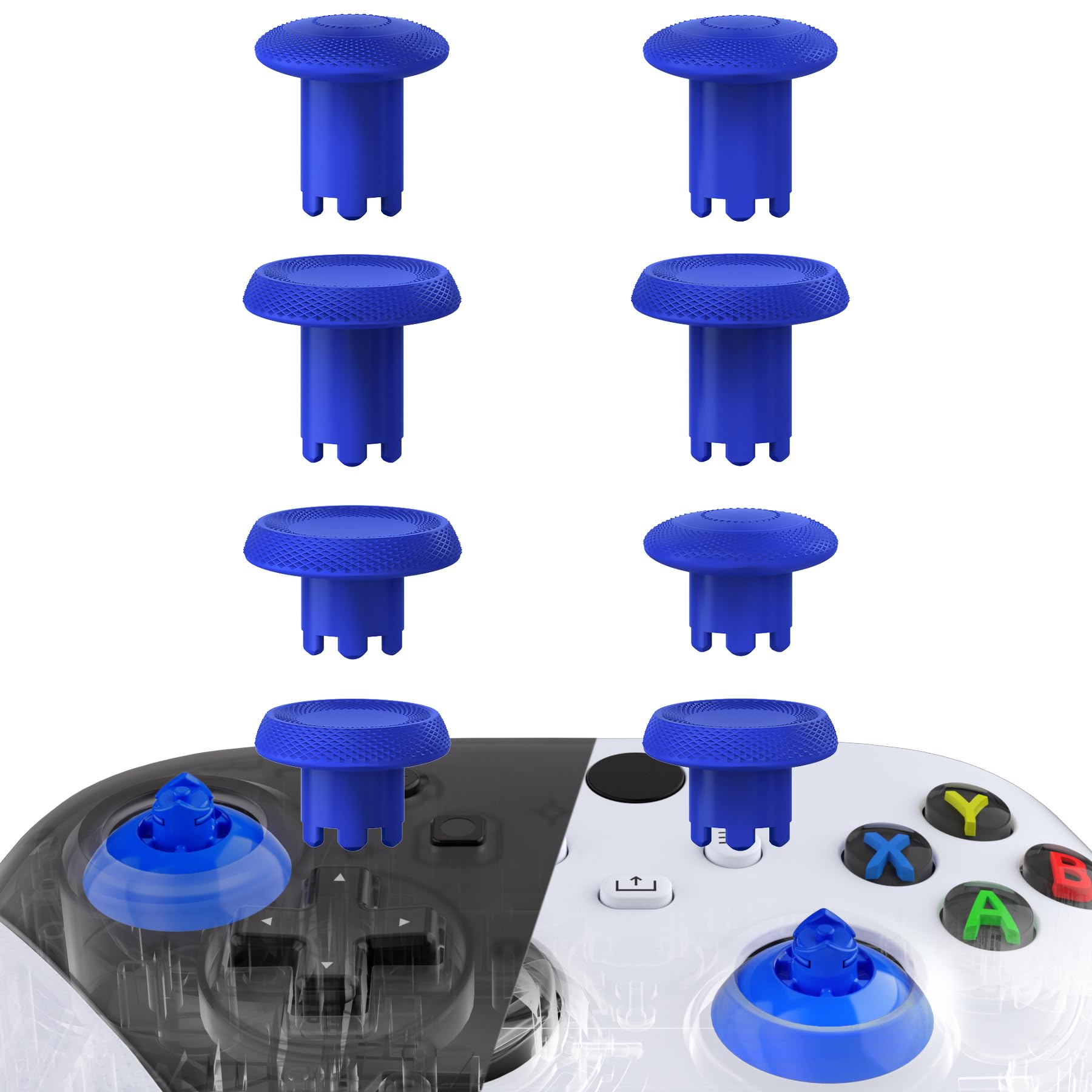 eXtremeRate ThumbsGear V3 Interchangeable Thumbsticks for Xbox Core Controller, 4 Height Adjustable Convex and Concave Grip Joysticks for Xbox One S/X/Elite, for Nintendo Switch Pro Controller - Blue