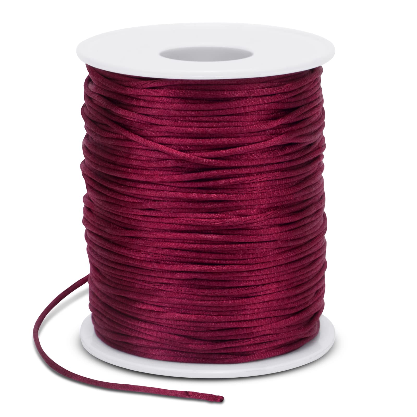 LEREATI Satin Cord 1.5mm x 100m Nylon Cord Bracelet Thread, Rattail Silk Beading Thread Jewellery String for Making Bracelet, Necklace, Chinese Knot, DIY Crafts (Maroon)
