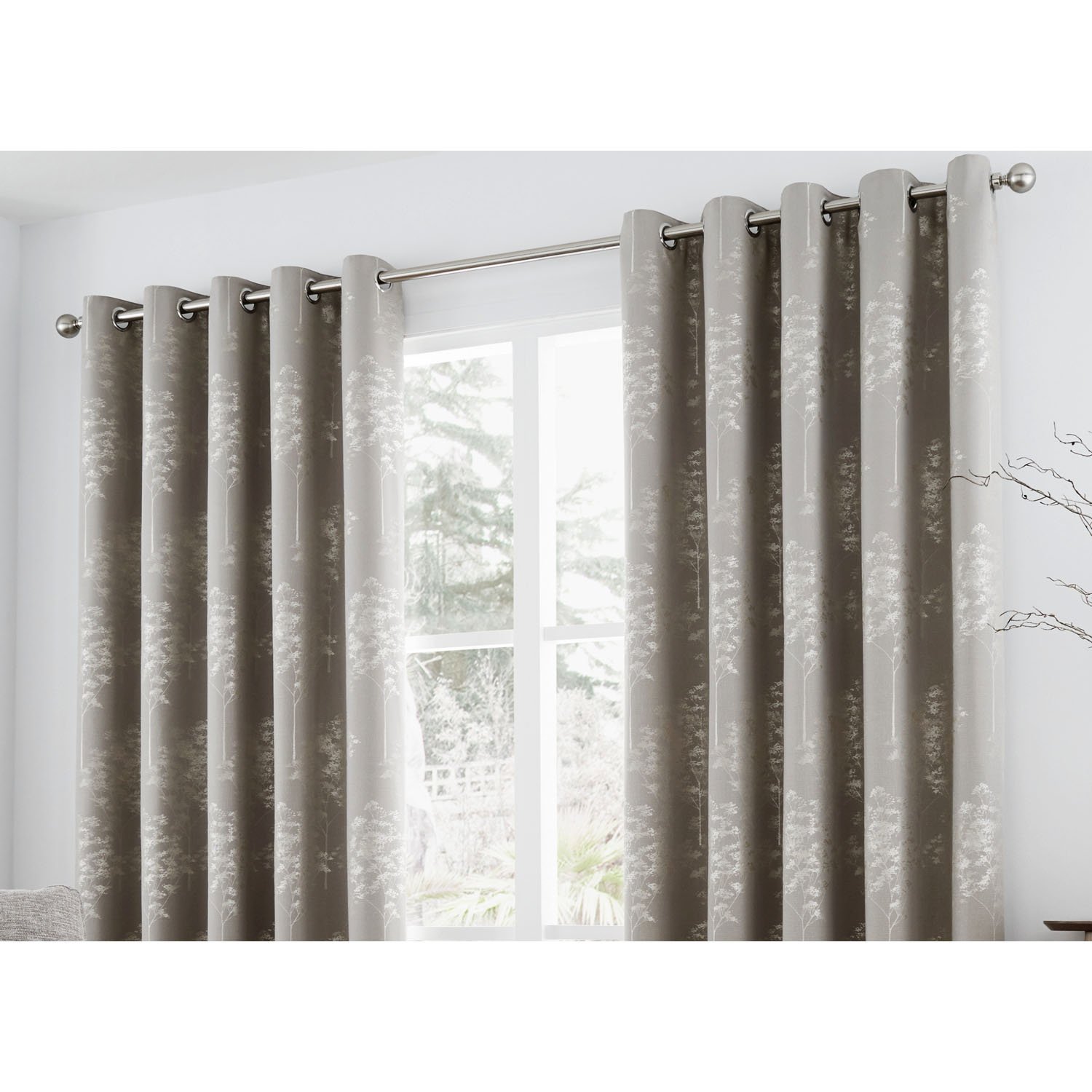 Curtina Elmwood Curtains, 168 x 137cm, Stone