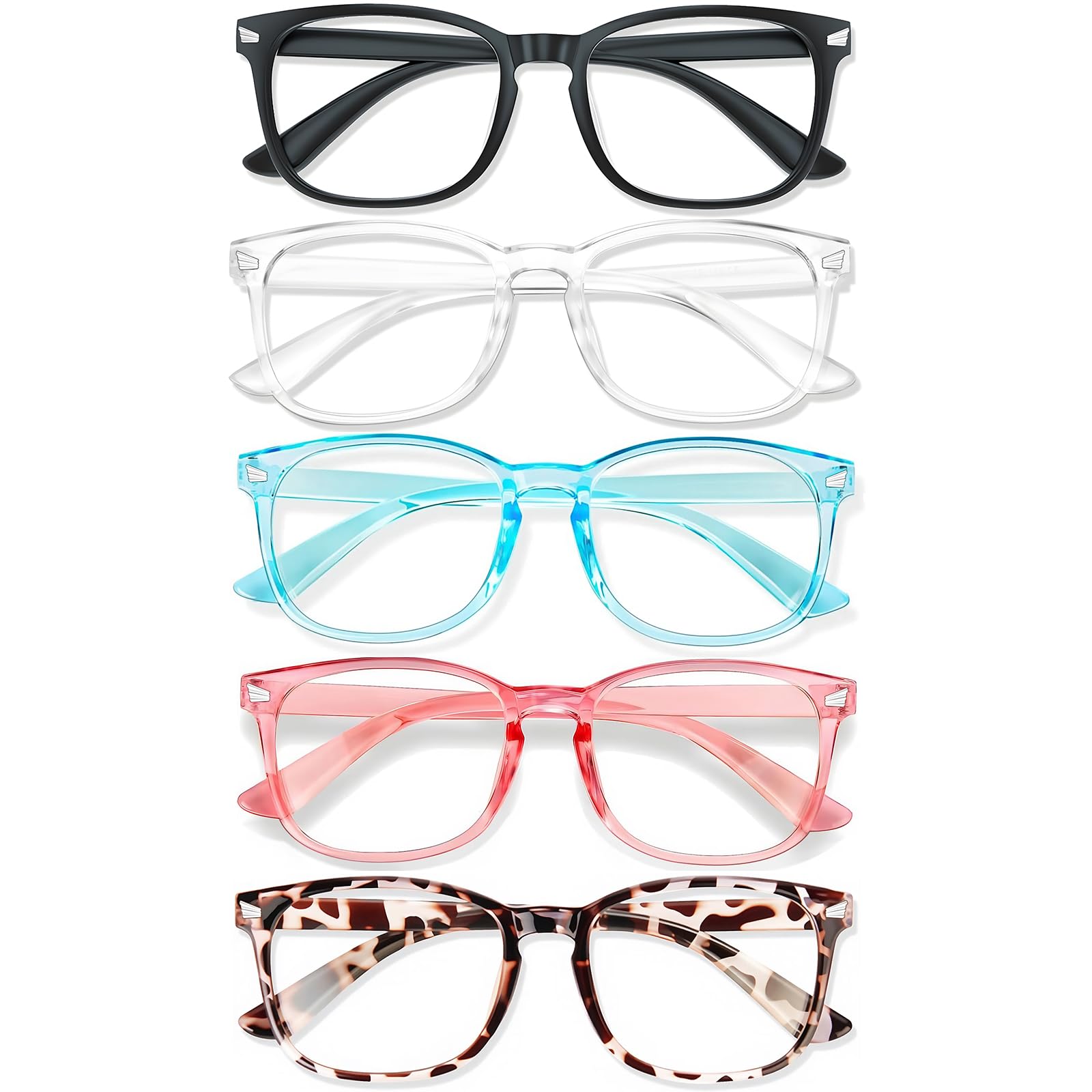 Photo 1 of WINTOO Blue Light Glasses for Woman Men | 99% Blue Light Blocking Glasses for Computer Gaming TV Phone Screen Square Frame | Anti Eyestrain & UV Glare Protection - 5 Pair