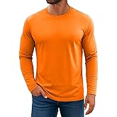 KINGFEN Men's Crewneck T-Shirt Long Sleeve Cotton Casual Pullover Basic Tee Shirts