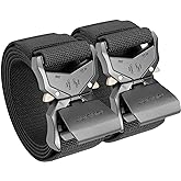 JUKMO Tactical Belt, 2 Pack Military Hiking Rigger 1.5" Nylon Web Work Belt with Heavy Duty Quick Release Buckle