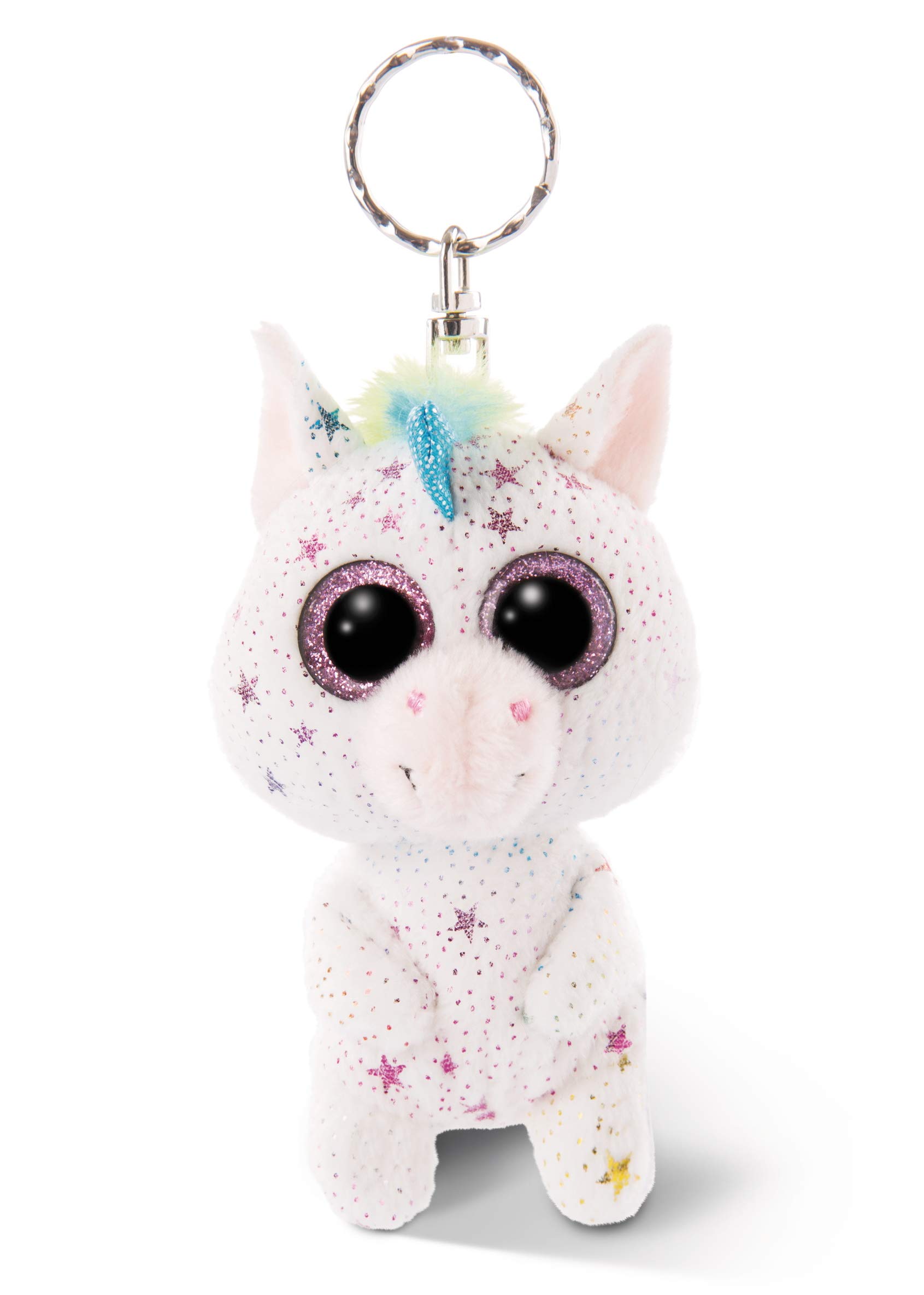 NICI GLUBSCHIS cuddly soft toy unicorn Uberto with keyring, sweet keeholder, 9cm
