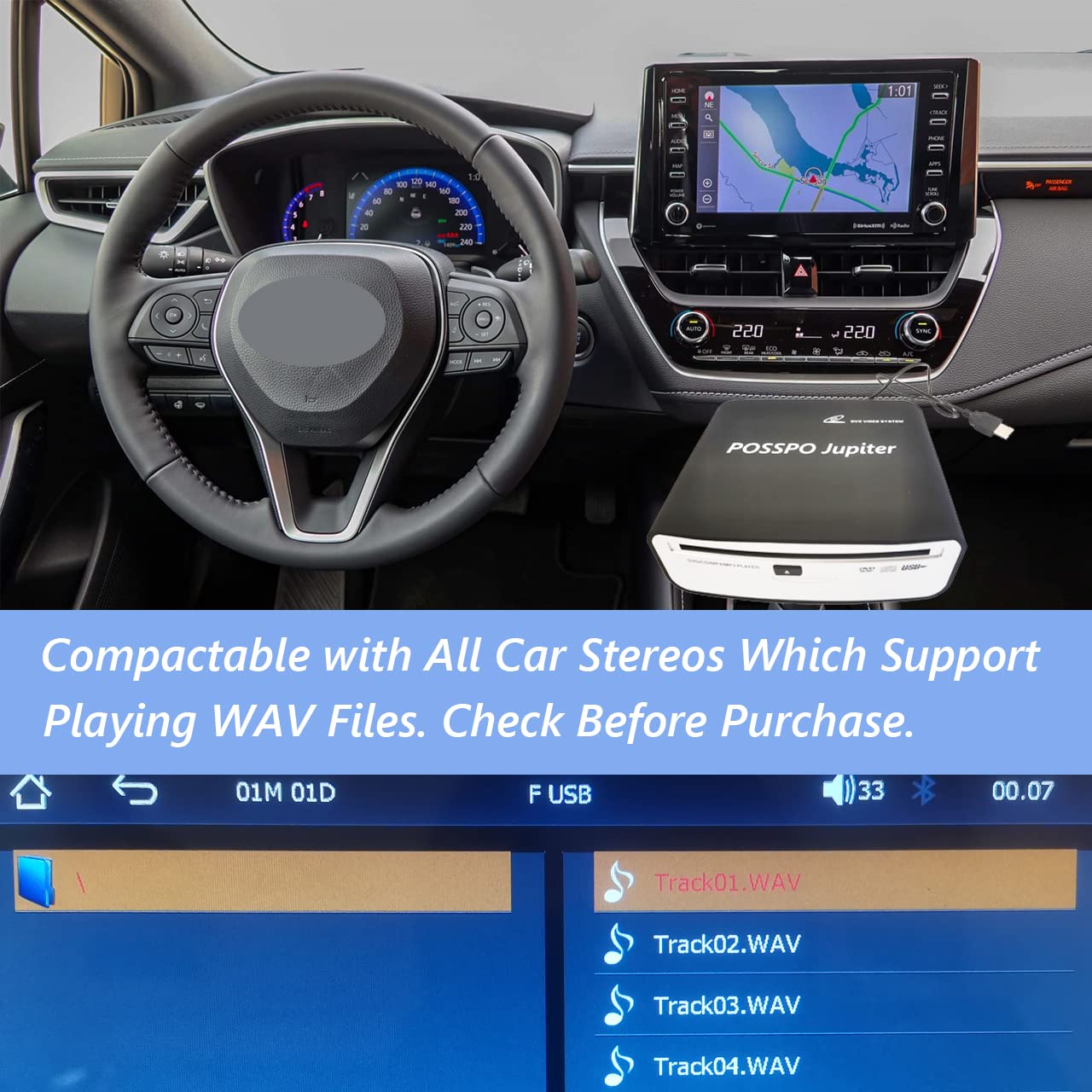 CD DVD Player for Car with USB Port AUX Port, Portable External CD Player That Plugs into Car Laptop Desktop TV Computer, Plug & Play –Upgraded with Extra USB Extension Cable