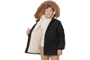 Lovekider 5-16T Boys Winter Coat Warm Puffer Kids Coats Thicken Parka Jacket with Removable Faux Fur Hood