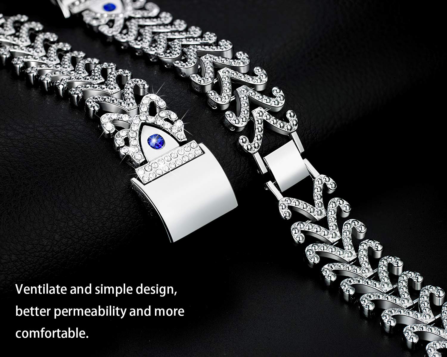 Kaleidoc Bands Compatible Fitbit Charge 2 - Metal Replacement Wristband with Premium Rhinestone Crystals, Adjustable Classy Bracelet Strap Compatible Fitbit Charge 2 Bands