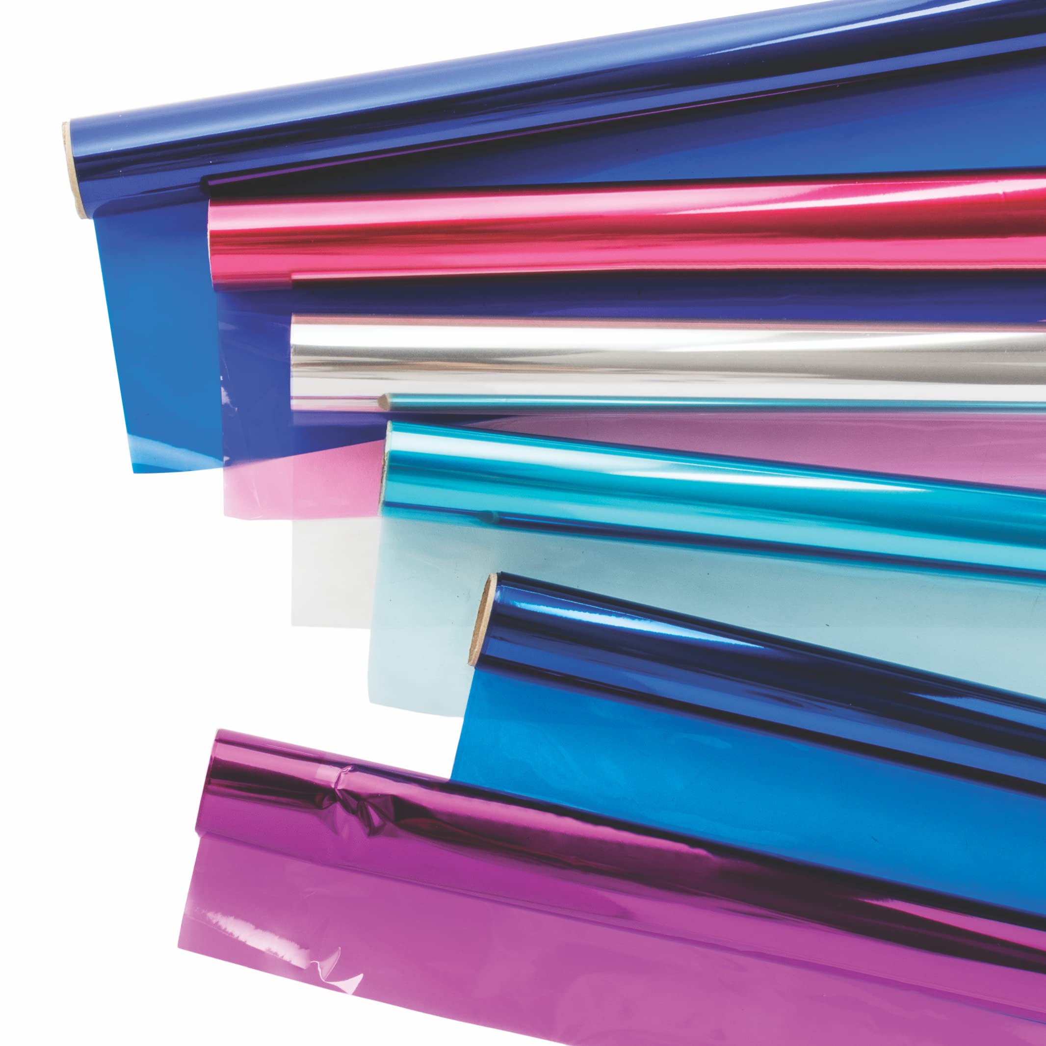 Baker Ross FE717 Winter Cellophane Rolls - Pack of 6, Arts and Crafts Supplies for Kids, Christmas Crafting Material for Gifts