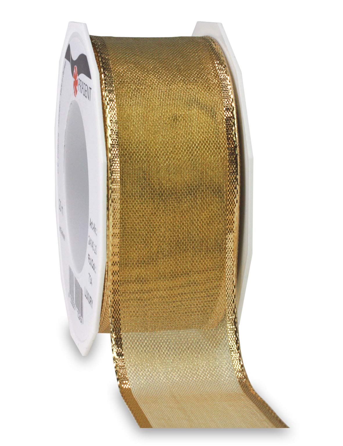 Präsent - Luxury Wired Organza Ribbon Light Gold 40 mm Width, 20 m Length