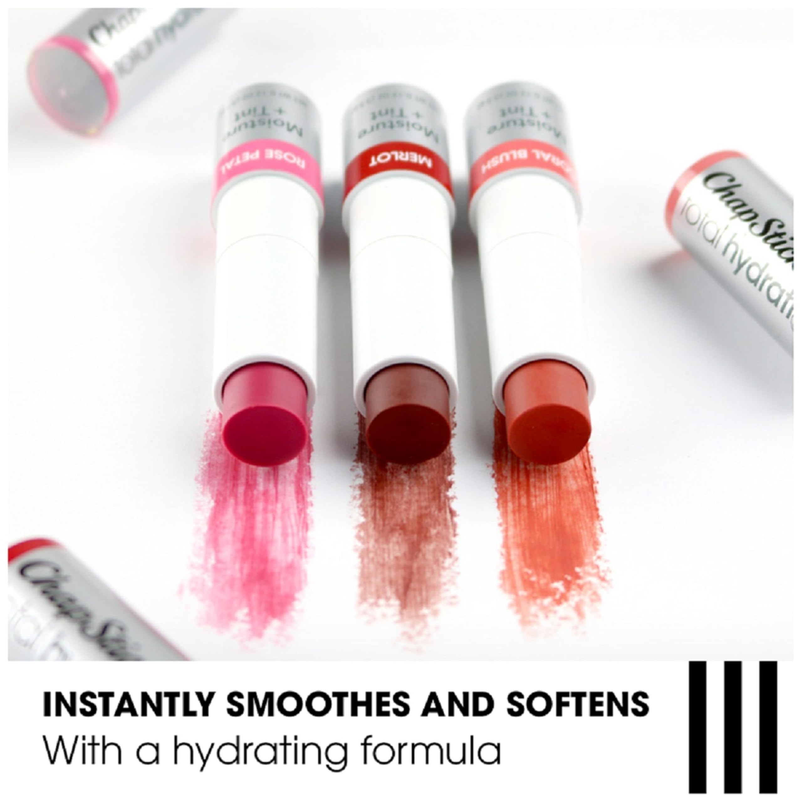 ChapStick Total Hydration (Merlot Tint, 1 Blister Pack of 1 Stick) Tinted Moisturizer, 100% Natural Lip Color and Lip Treatment, 0.12 Ounce