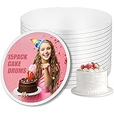 15 Pack Cake Drums 12Inch, 1/2" Thick Cake Boards, Round Corrugated Cardboard Cake Base for Wedding Birthday Party, Sturdy Ba