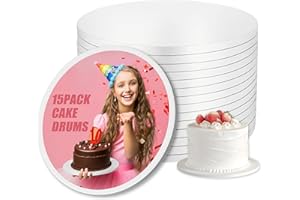 15 Pack Cake Drums 12Inch, 1/2" Thick Cake Boards, Round Corrugated Cardboard Cake Base for Wedding Birthday Party, Sturdy Ba